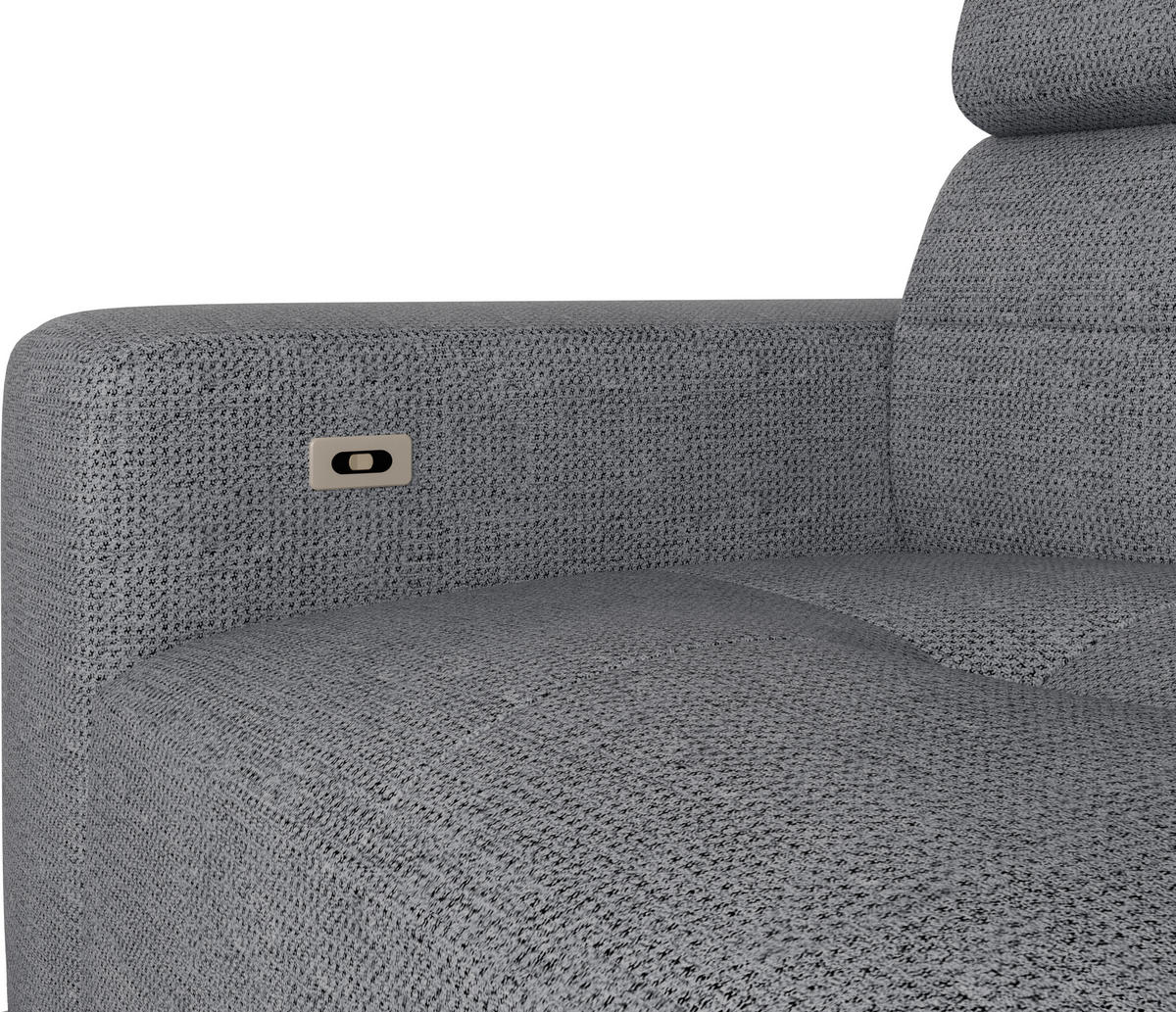 ECKSOFA Grau Chenille  - Schwarz/Grau, KONVENTIONELL, Textil/Metall (264/178cm) - Hom`in