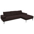ECKSOFA in Echtleder Braun  310/180 cm  - Schwarz/Braun, Design, Leder/Metall (310/180cm) - Dieter Knoll