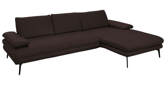 ECKSOFA in Echtleder Braun 310/180 cm - Schwarz/Braun, Design, Leder/Metall (310/180cm) - Dieter Knoll