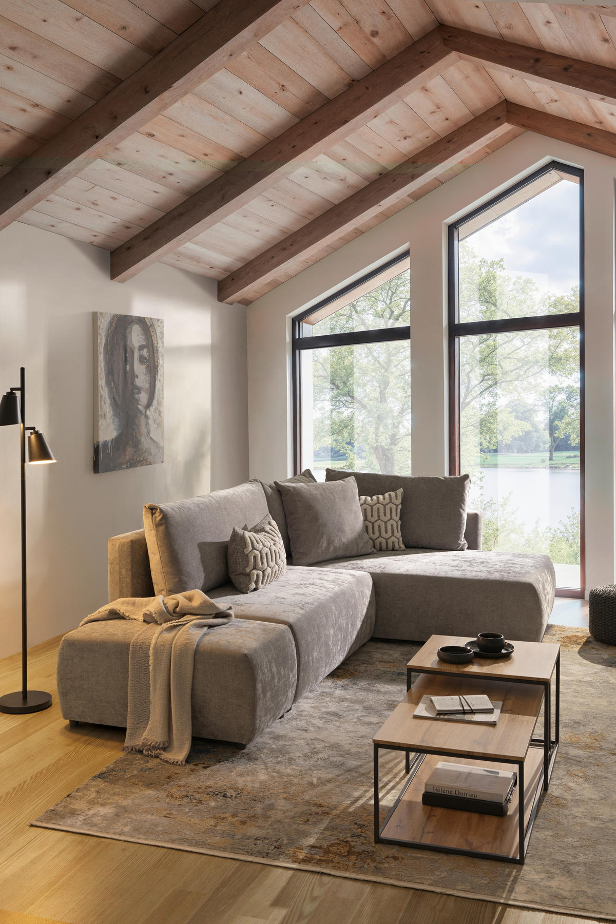 ECKSOFA in Flachgewebe Grau  - Schwarz/Grau, Konventionell, Kunststoff/Textil (295/200cm) - Carryhome