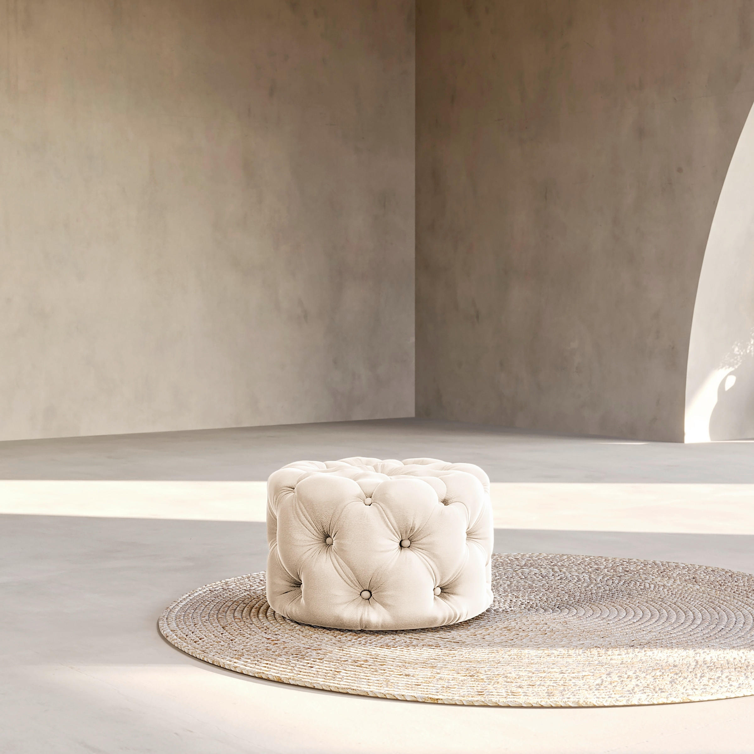 HOCKER Textil Creme  - Creme/Schwarz, Design, Kunststoff/Textil (60/39/60cm) - P & B