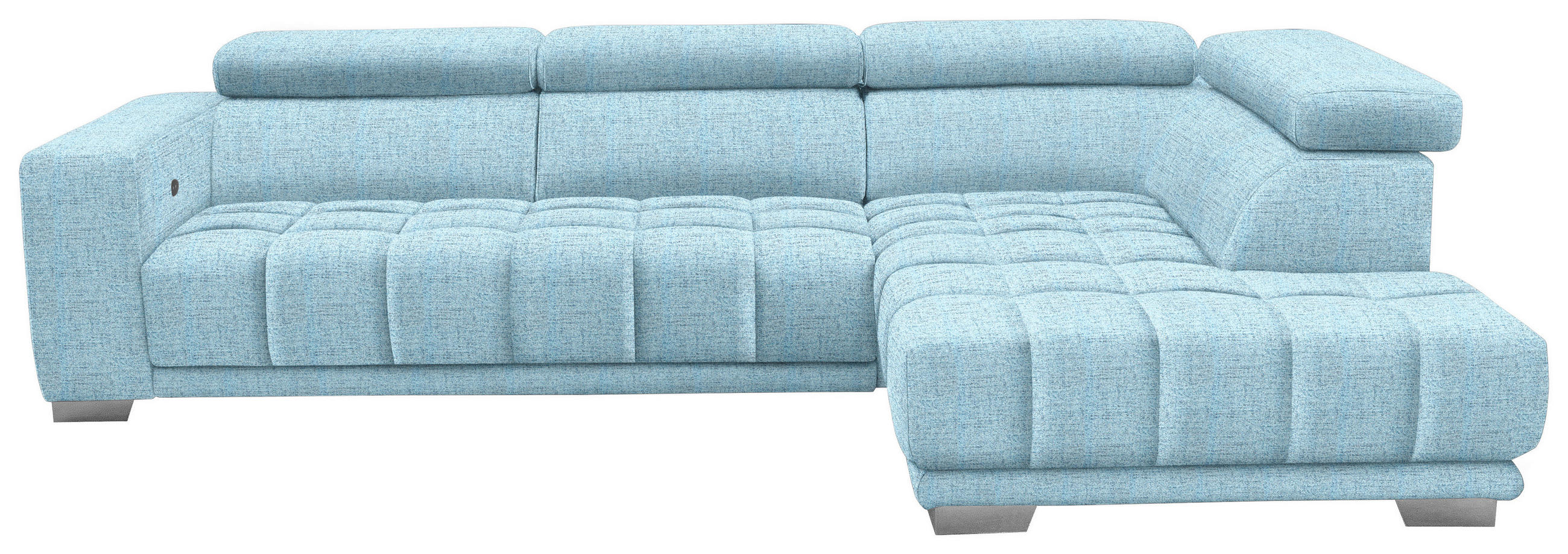 ECKSOFA in Chenille Blau  301/207 cm  - Chromfarben/Blau, Design, Textil (301/207cm) - Xora