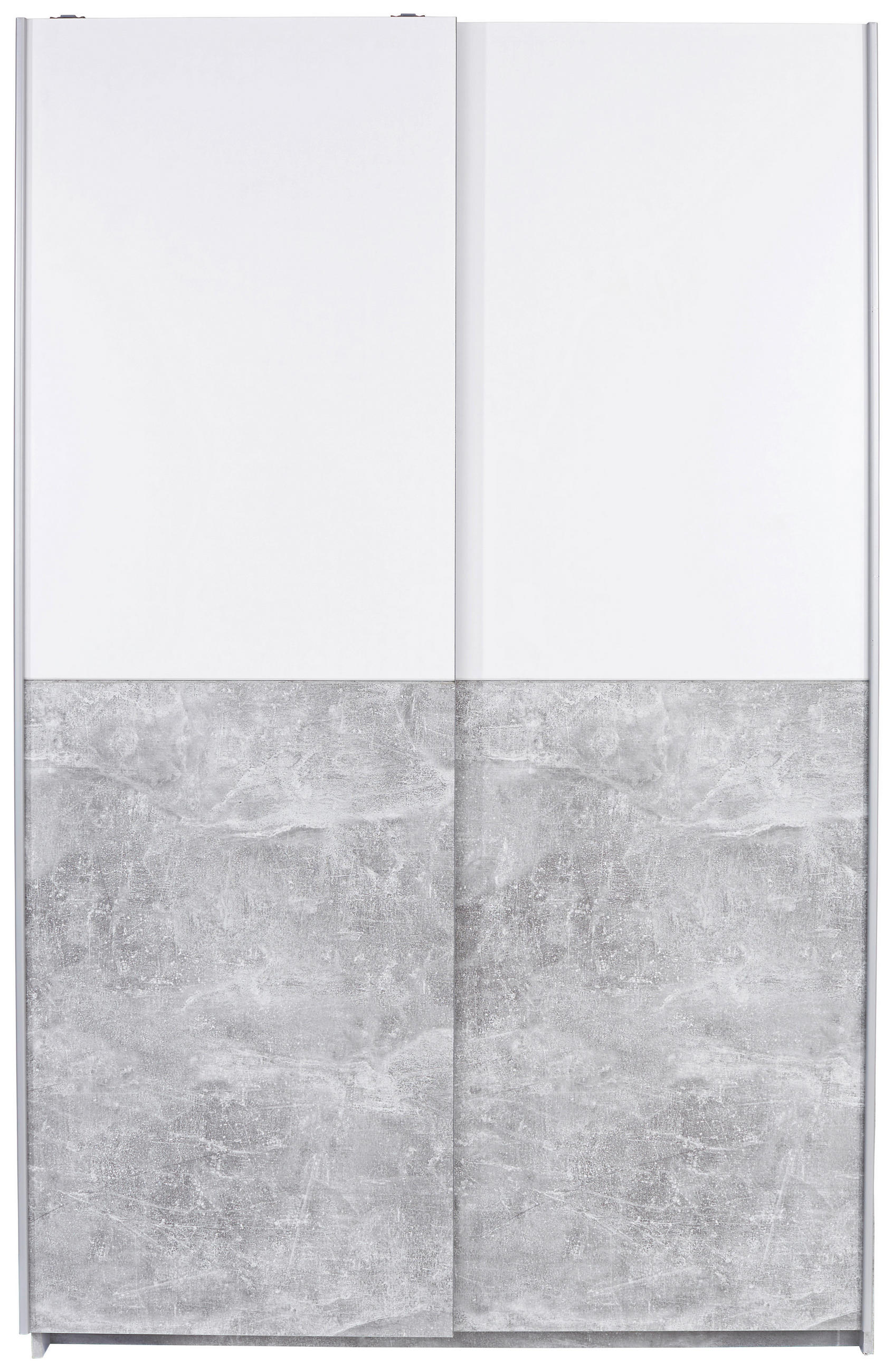 SCHIEBETÜRENSCHRANK 125/196/62 cm 2-türig Weiß, Grau  - Eichefarben/Alufarben, MODERN, Holzwerkstoff/Metall (125/196/62cm) - P & B