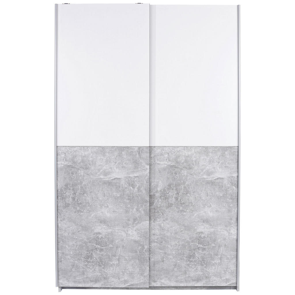 Schwebetürenschrank 125 Cm Victoria, Weiß/betonoptik
