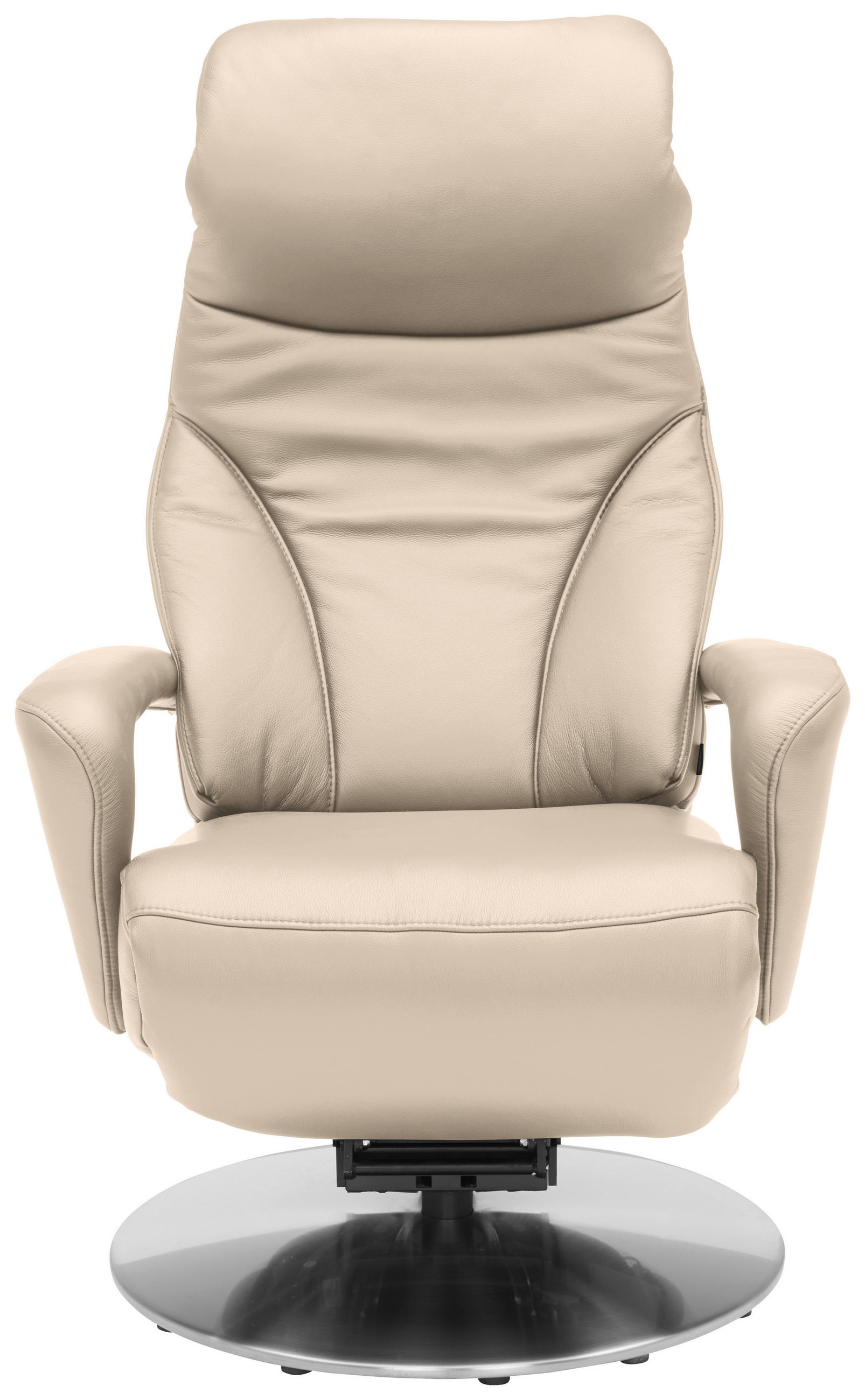RELAXSESSEL Echtleder Nackenstütze, Relaxfunktion, Kopfteilverstellung, Fußteilverstellung    - Hellbraun/Edelstahlfarben, Design, Leder/Metall (75/117/88cm) - Dieter Knoll