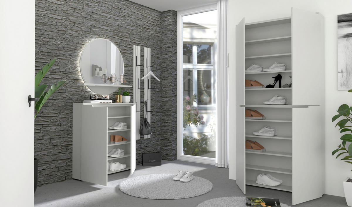 GARDEROBE 3-teilig  in 127/187/22 cm  - Grau, Design, Glas/Holzwerkstoff (127/187/22cm) - Xora