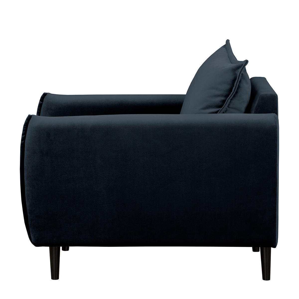 SESSEL in Samt Dunkelblau  - Schwarz/Dunkelblau, Design, Holz/Textil (74/86/100cm) - P & B