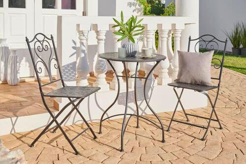 BALKONSET 3-teilig - Dunkelgrau, ROMANTIK / LANDHAUS, Metall (60/42/73/90/60/53cm) - Ambia Garden