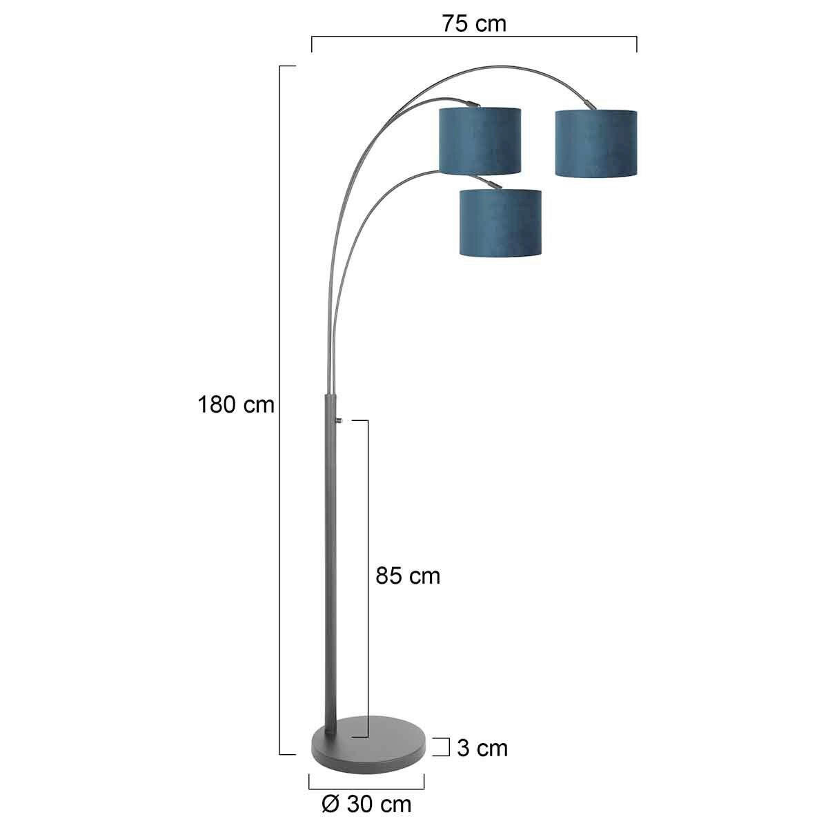 STEHLEUCHTE SPARKLED LIGHT 30/180/75 cm  - Blau/Schwarz, Trend, Leder/Metall (30/180/75cm)