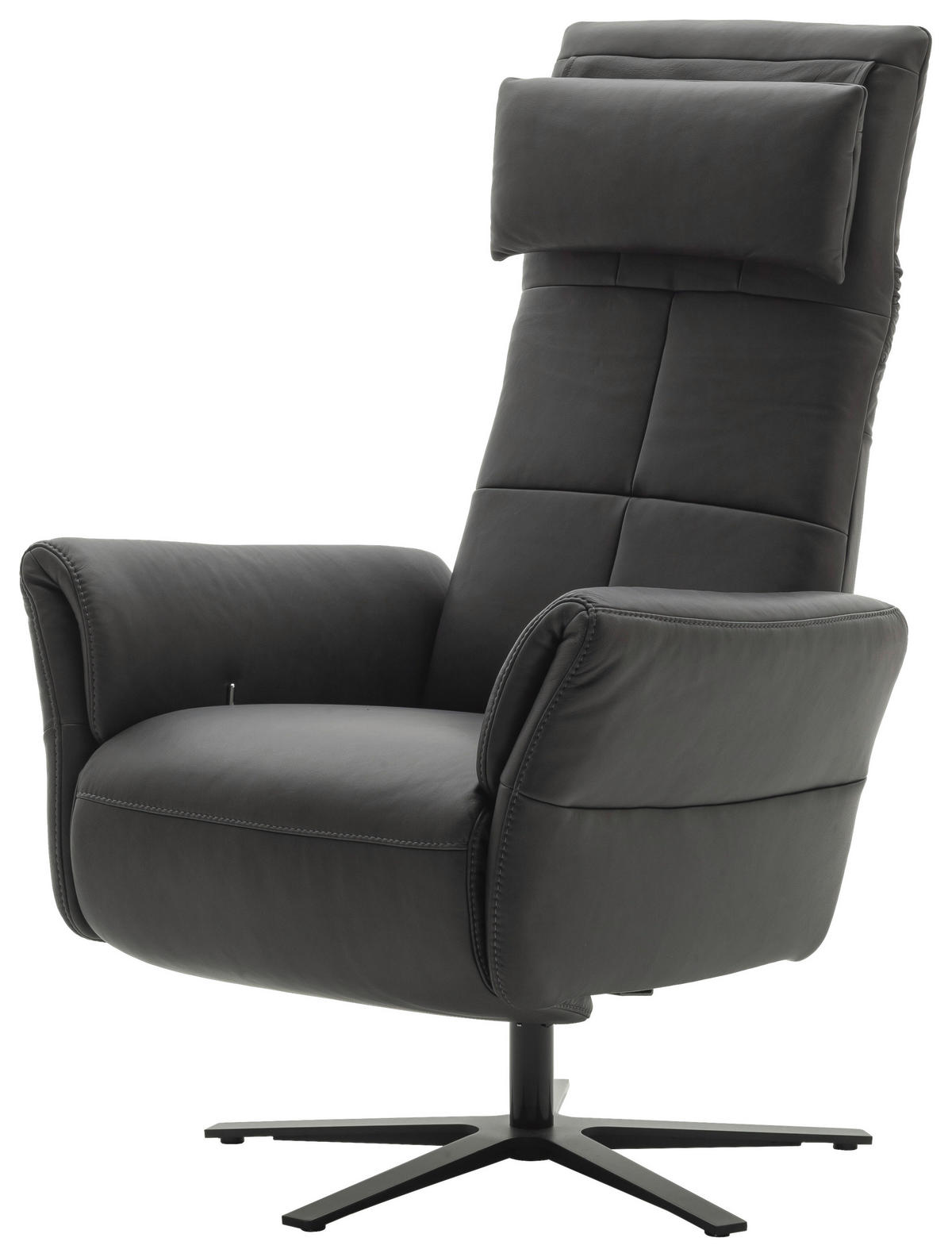 RELAXSESSEL in Leder Anthrazit  - Anthrazit/Schwarz, Design, Leder/Metall (81/92/120/82cm) - Schöner Wohnen