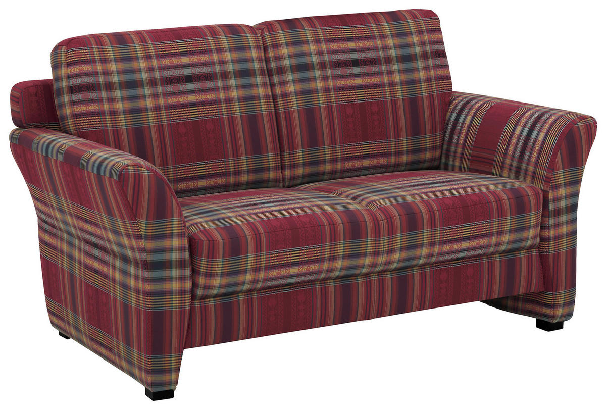 2-SITZER-SOFA Flachgewebe Dunkelrot, Weinrot  - Weinrot/Schwarz, KONVENTIONELL, Holz/Textil (146/85/87cm) - Elegando