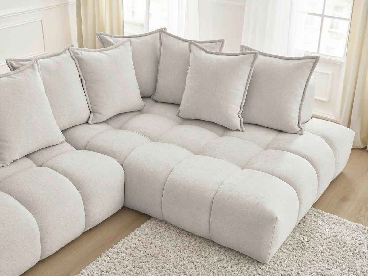 ECKSOFA Ottomane rechts  EVEREST Beige Struktur  - Beige/Schwarz, MODERN, Kunststoff/Textil (352/210cm)