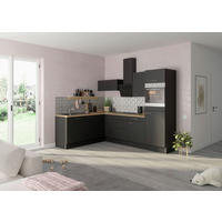 ECKKÜCHE 200/270 cm  in Anthrazit  - Edelstahlfarben/Eichefarben, Basics, Holzwerkstoff/Metall (200/270cm) - Optifit