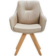 ARMLEHNSTUHL  in Webstoff Kombination Echtleder/Stoff pigmentiert  - Wildeiche/Beige, Design, Leder/Holz (62/90/65cm) - Waldwelt