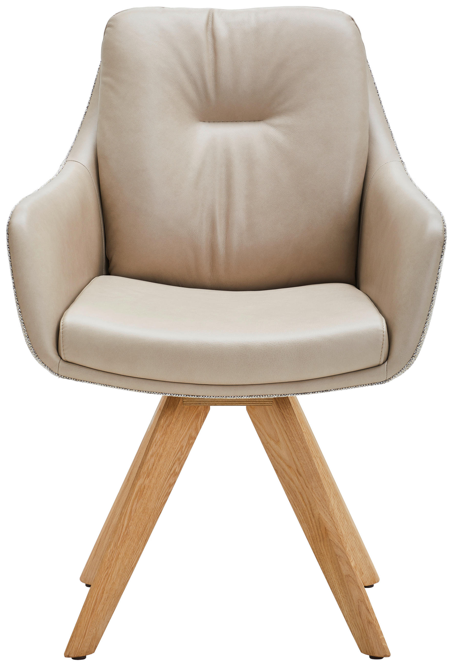ARMLEHNSTUHL in Holz, Textil, Leder Creme, Beige, Wildeiche  - Wildeiche/Beige, Design, Leder/Holz (62/90/65cm) - Waldwelt
