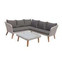 LOUNGEGARNITUR Akazie Hartholz Aluminium  - Hellbraun/Dunkelgrau, Basics, Glas/Holz (180/75/294cm) - Gardenson