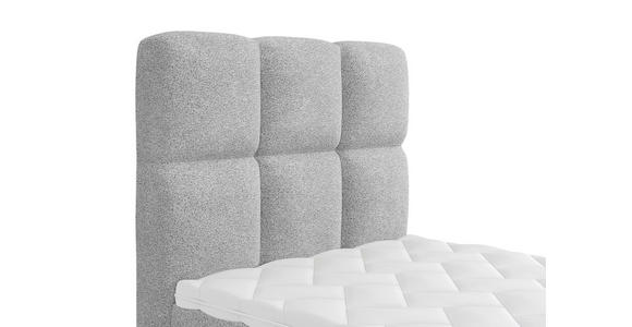 BOXBETT 90/200 cm,  in Hellgrau, gepolstertes Kopfteil, Bettkasten, Topper, H3 = fest  - Hellgrau/Schwarz, Design, Holzwerkstoff/Kunststoff (90/200cm) - Xora