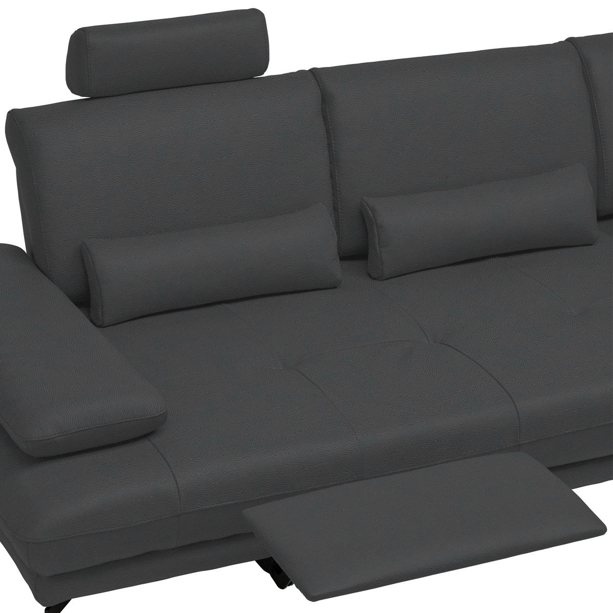 ECKSOFA Anthrazit Echtleder  - Anthrazit/Schwarz, Design, Leder/Metall (273/187cm) - Celina Home