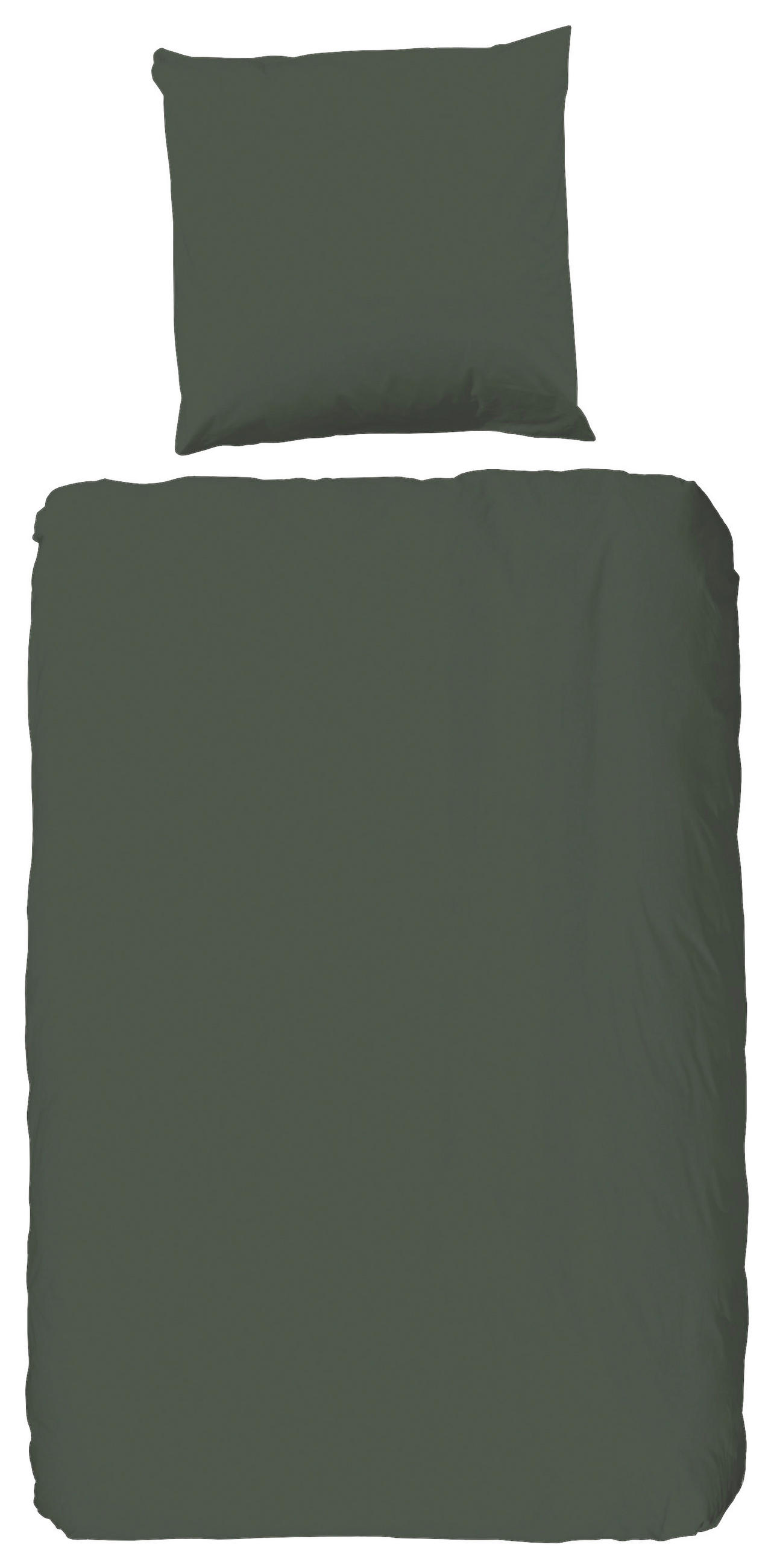 BETTWÄSCHE Uni Dark Olive Satin 135/200 cm  - Olivgrün, Basics, Textil (135/200cm)