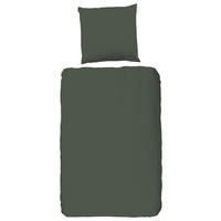 BETTWÄSCHE Uni Dark Olive Satin 135/200 cm  - Olivgrün, Basics, Textil (135/200cm)