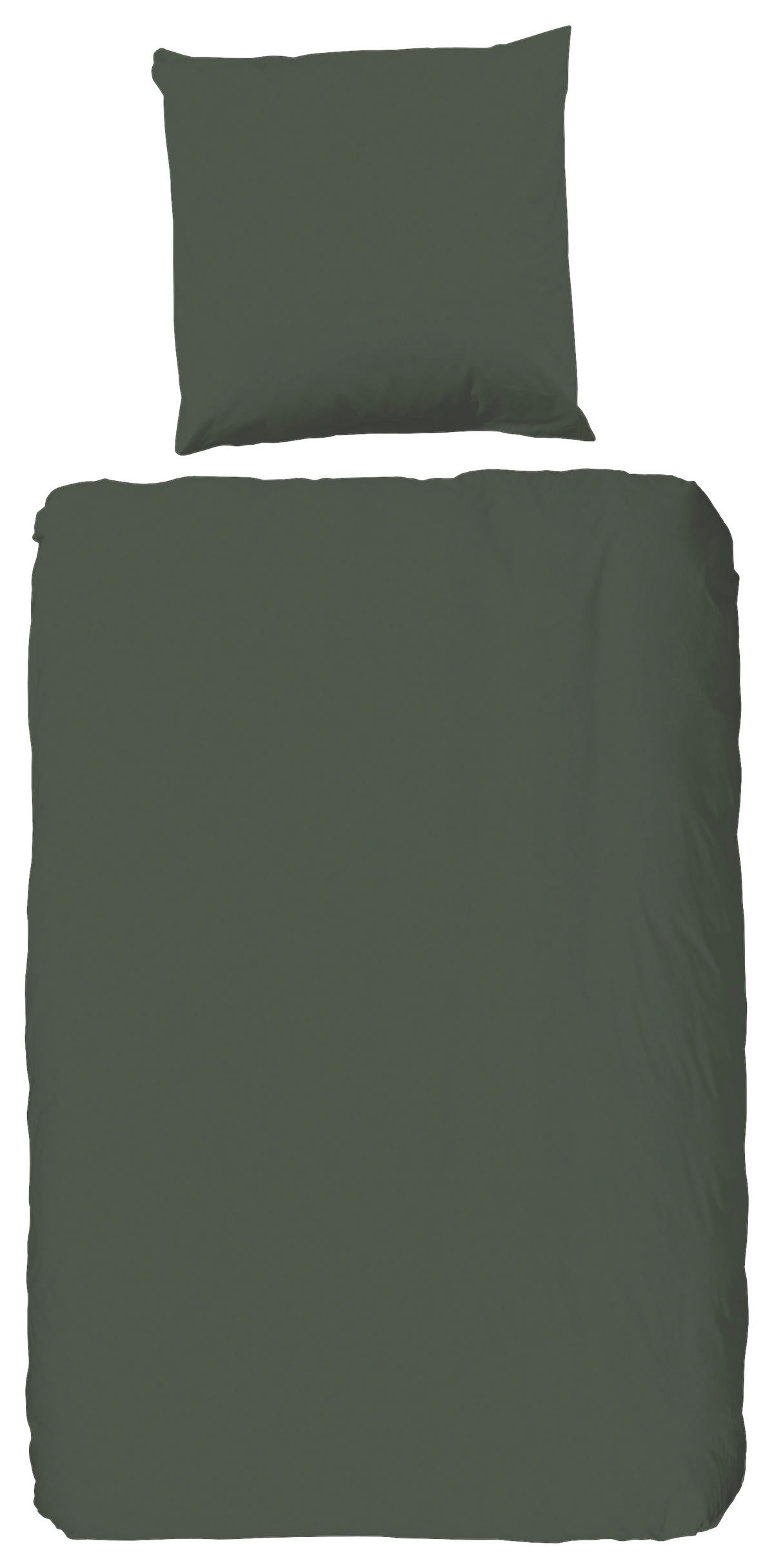 BETTWÄSCHE Uni Dark Olive Satin 135/200 cm  - Olivgrün, Basics, Textil (135/200cm)