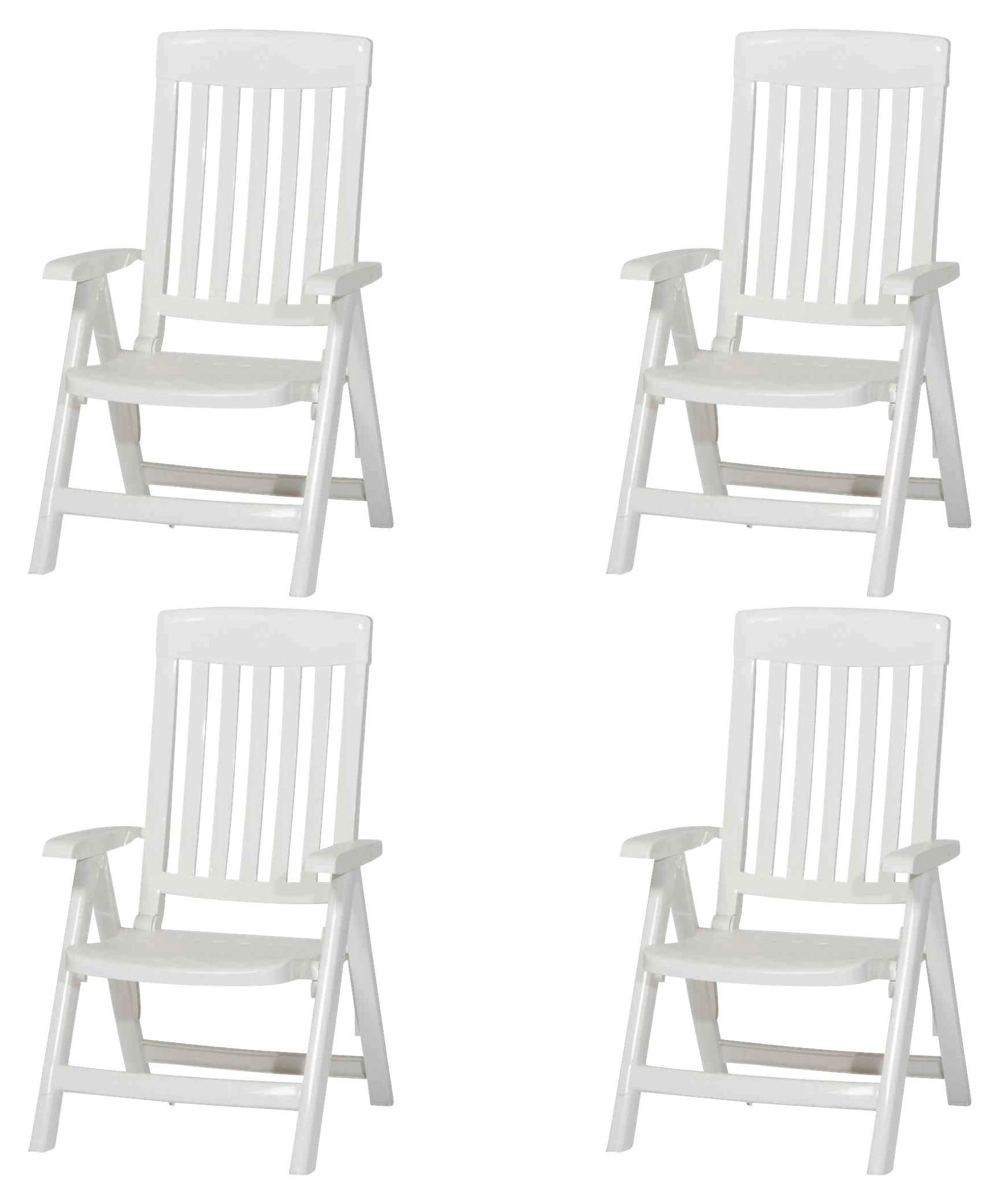 GARTENKLAPPSESSEL-SET Weiß  - Weiß, KONVENTIONELL, Kunststoff (46,5/111/50cm) - Sieger