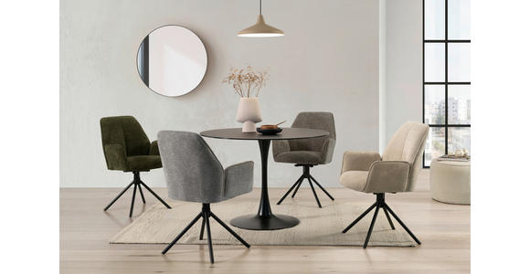 ESSTISCH in Metall, Glas 110/76/110 cm  - Schwarz, Design, Glas/Metall (110/76/110cm) - Carryhome