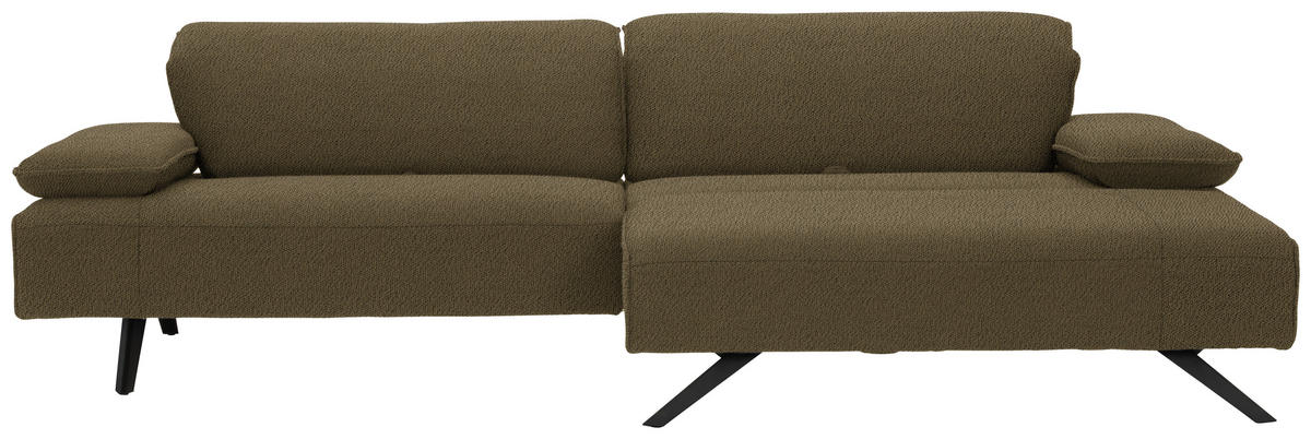 ECKSOFA in Flachgewebe Dunkelgrün  - Dunkelgrün/Anthrazit, Design, Textil/Metall (280/165cm) - Johann Jakob