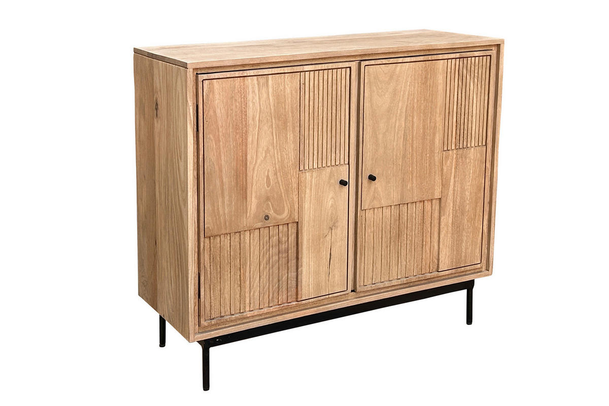 KOMMODE , 100/90/40 cm,  - Schwarz/Naturfarben, Design, Holz/Metall (100/90/40cm) - MID.YOU