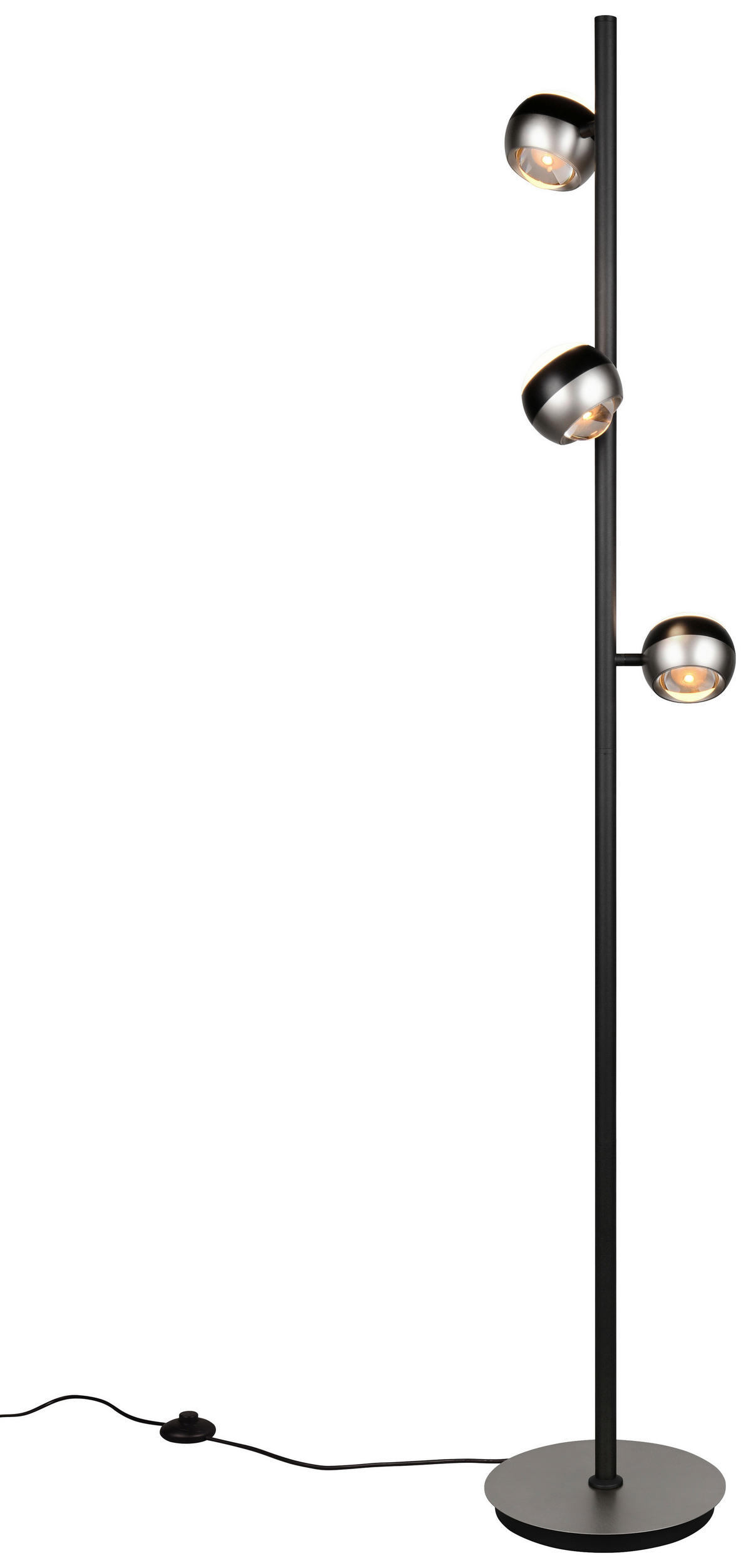 LED-STEHLEUCHTE 25/150 cm    - Schwarz/Nickelfarben, Design, Metall (25/150cm) - Trio Leuchten