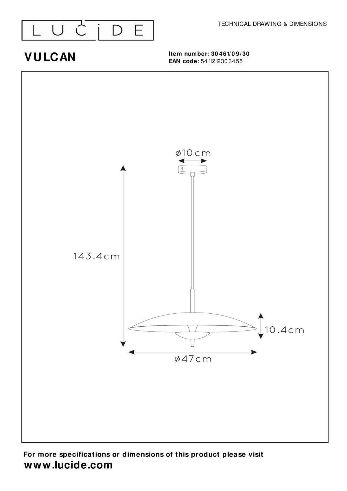 LED-PENDELLEUCHTE VULCAN 47/47/60 cm   - Trend (47/47/60cm) - Lucide