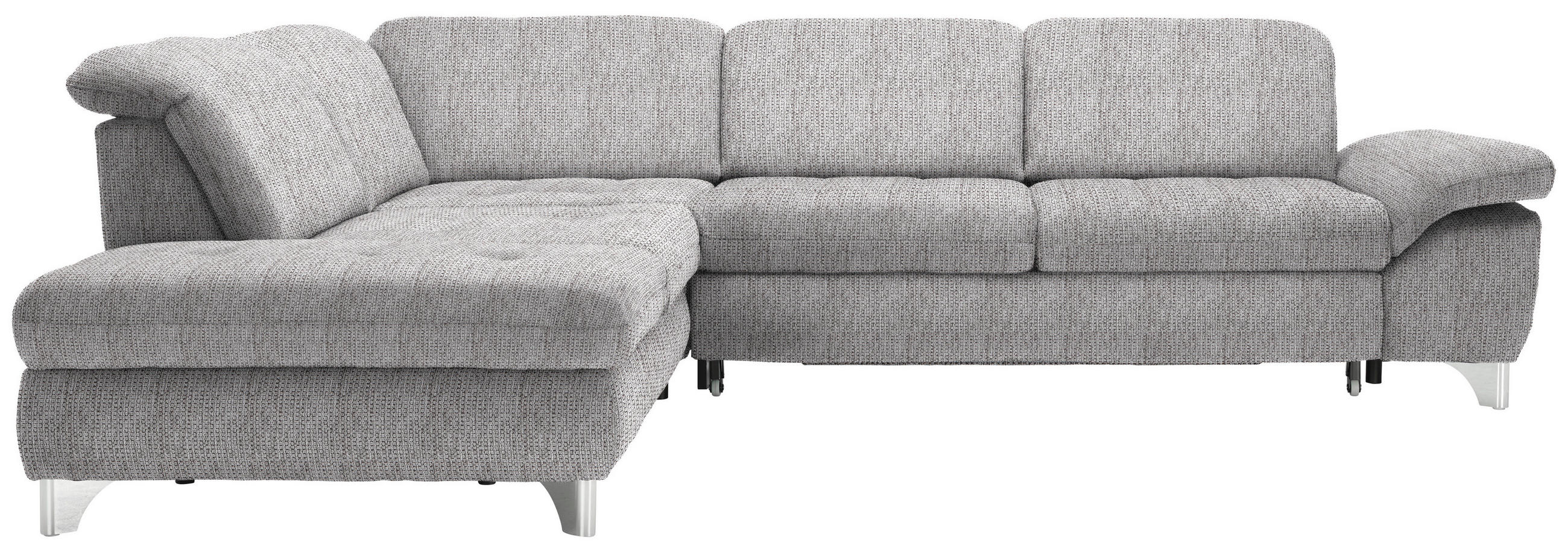 ECKSOFA Hellbraun Webstoff  - Hellbraun/Alufarben, Design, Textil/Metall (260/319cm) - Beldomo Style