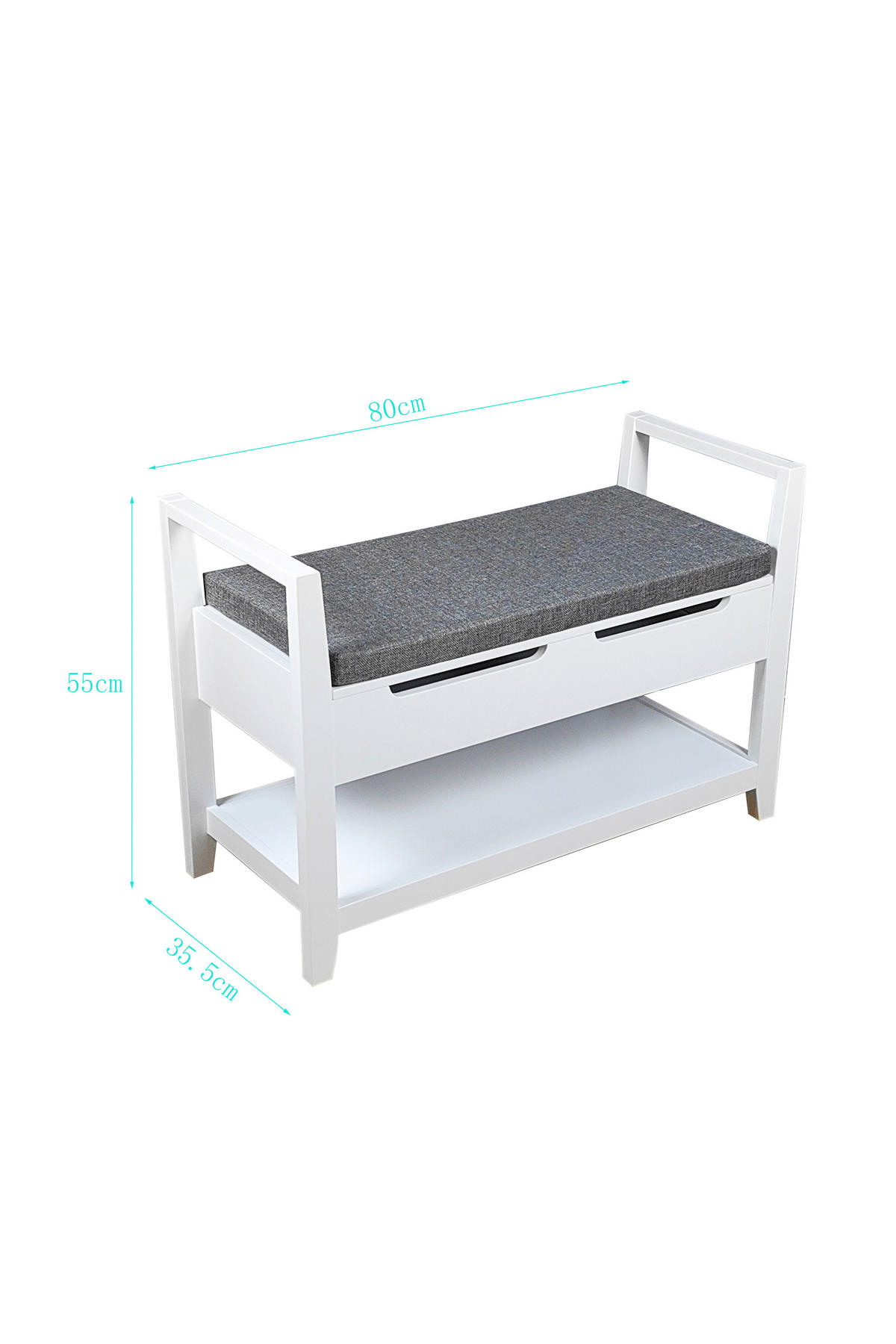 KLOP S PROSTOROM ZA ČEVLJE siva, bela - siva/bela, Basics, leseni material/tekstil (80/55/35,5cm) - Xora