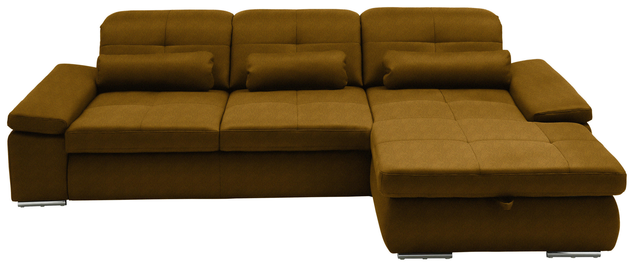 ECKSOFA Flachgewebe Khaki  - Chromfarben/Khaki, Design, Textil (309/195cm) - Beldomo Style