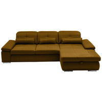 ECKSOFA Flachgewebe Khaki  - Chromfarben/Khaki, Design, Textil (309/195cm) - Beldomo Style