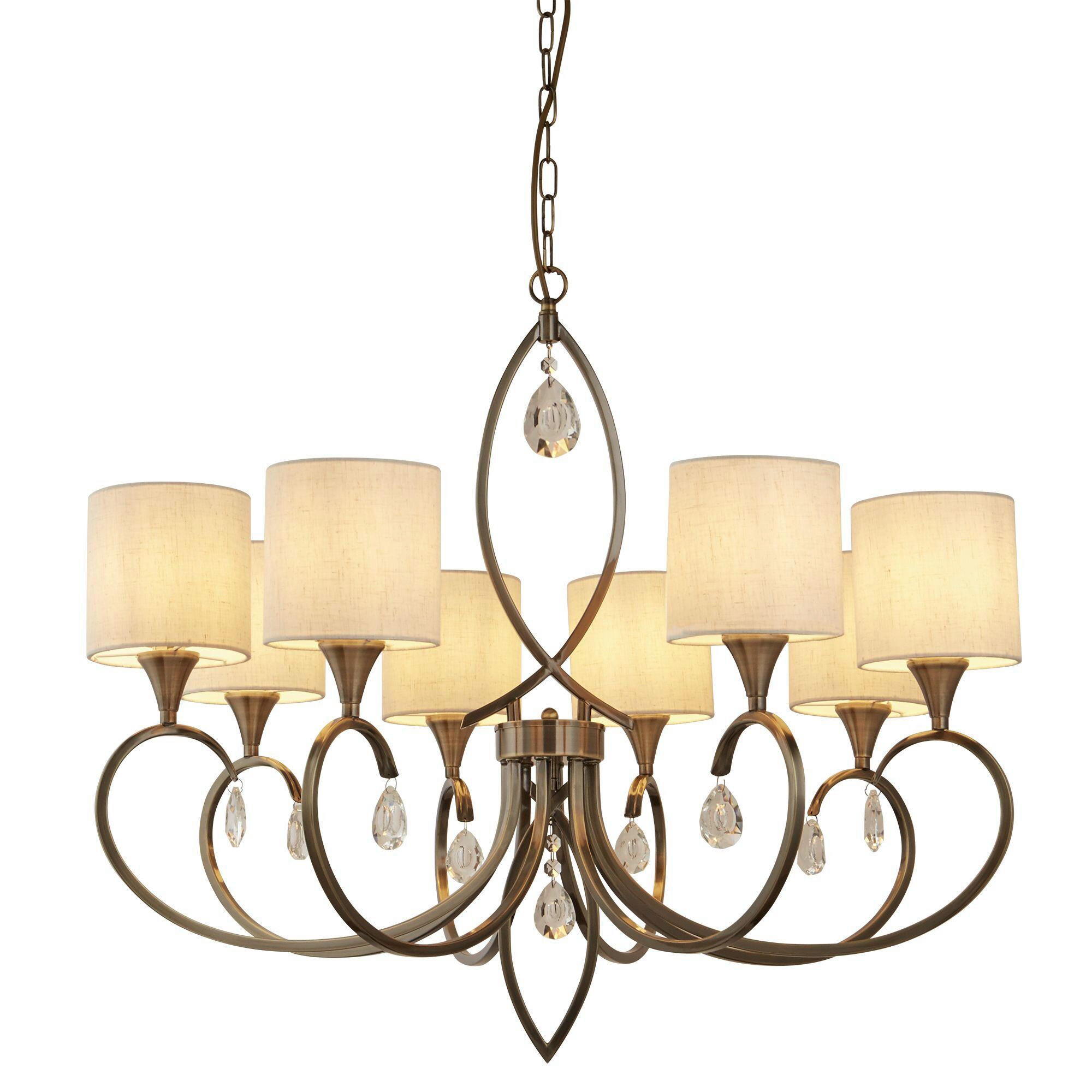 Searchlight Kristall-Hängeleuchte Alberto Beige, Messing 121 cm