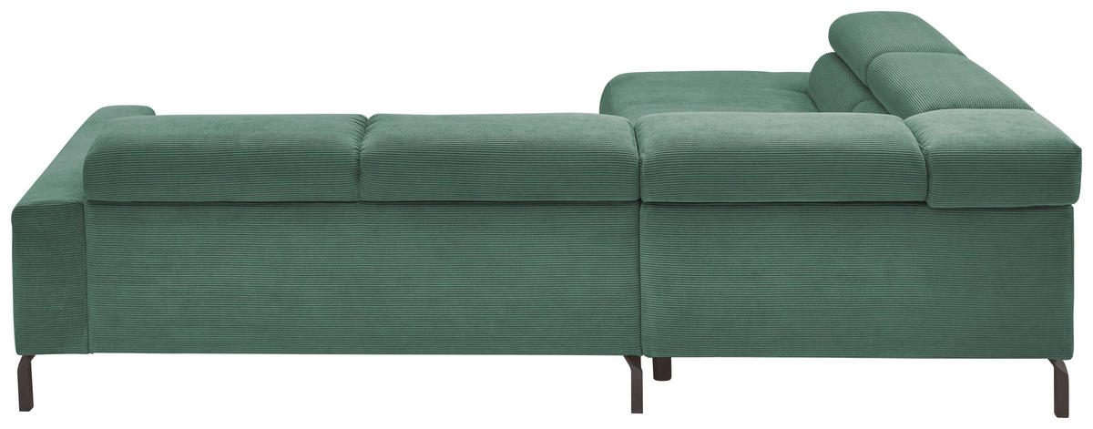 ECKSOFA inkl. Funktion Ottomane links  Grün Feincord  - Schwarz/Grün, Design, Textil/Metall (219/273cm) - Pure Home Lifestyle