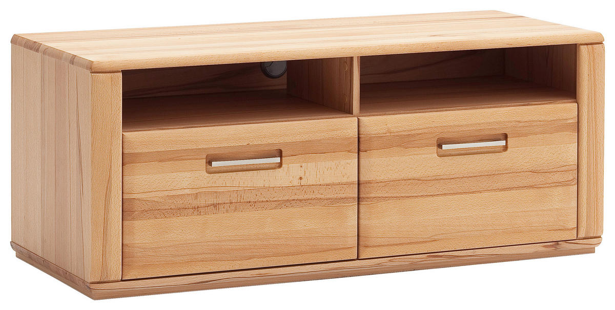 WOHNWAND La Paz  in Buchefarben  319/209/51 cm  - Buchefarben/Silberfarben, Design, Glas/Holz (319/209/51cm) - Livetastic