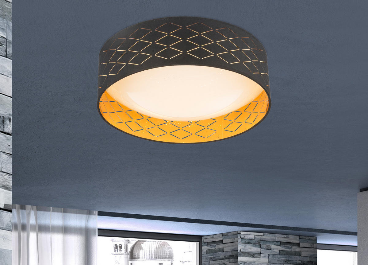 LED-DECKENLEUCHTE  40/12 cm    - Goldfarben/Schwarz, Konventionell, Textil/Metall (40/12cm) - Globo