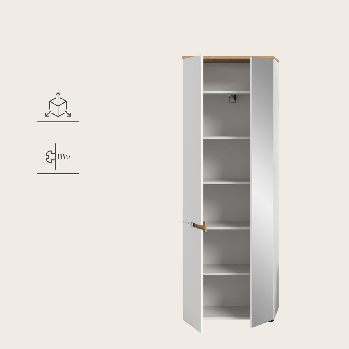 GARDEROBENSCHRANK  in 65/190/37 cm  - Schwarz/Weiß, Design, Holzwerkstoff/Kunststoff (65/190/37cm) - MID.YOU