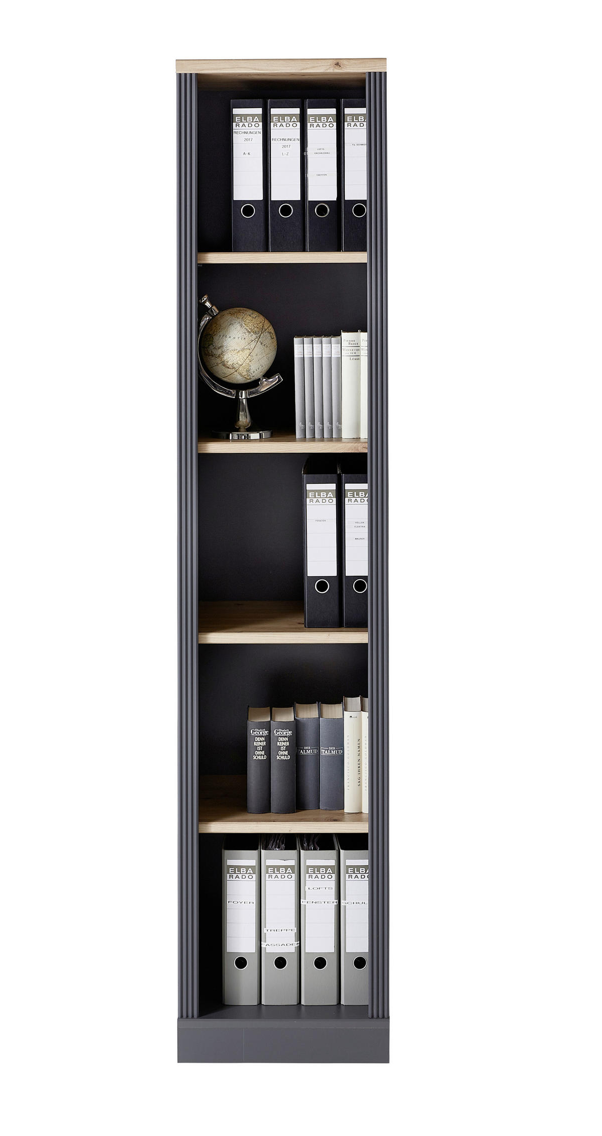 Etajeră Pentru Documente 43/204/38 cm  - grafit/stejar Artisan, Romantik / Landhaus, metal/material pe bază de lemn (43/204/38cm) - Landscape