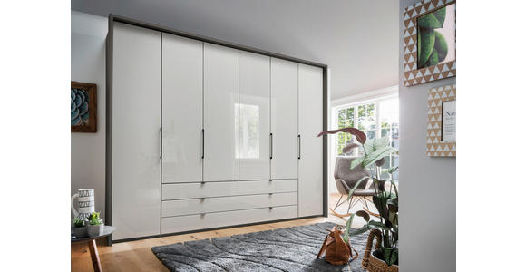 KLEIDERSCHRANK in Grau, Hellgrau - Schieferfarben/Hellgrau, KONVENTIONELL, Glas/Holzwerkstoff (300/236/58cm) - Novel