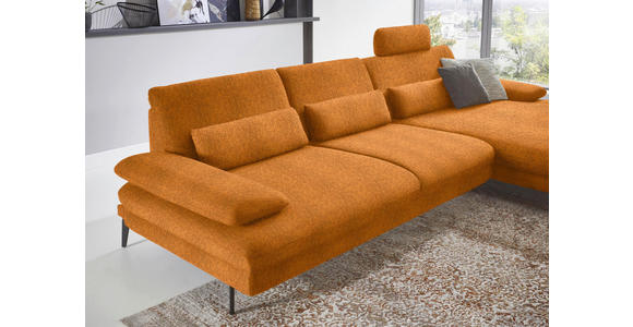 ECKSOFA in Chenille Orange  - Schwarz/Orange, Design, Textil/Metall (310/180cm) - Dieter Knoll