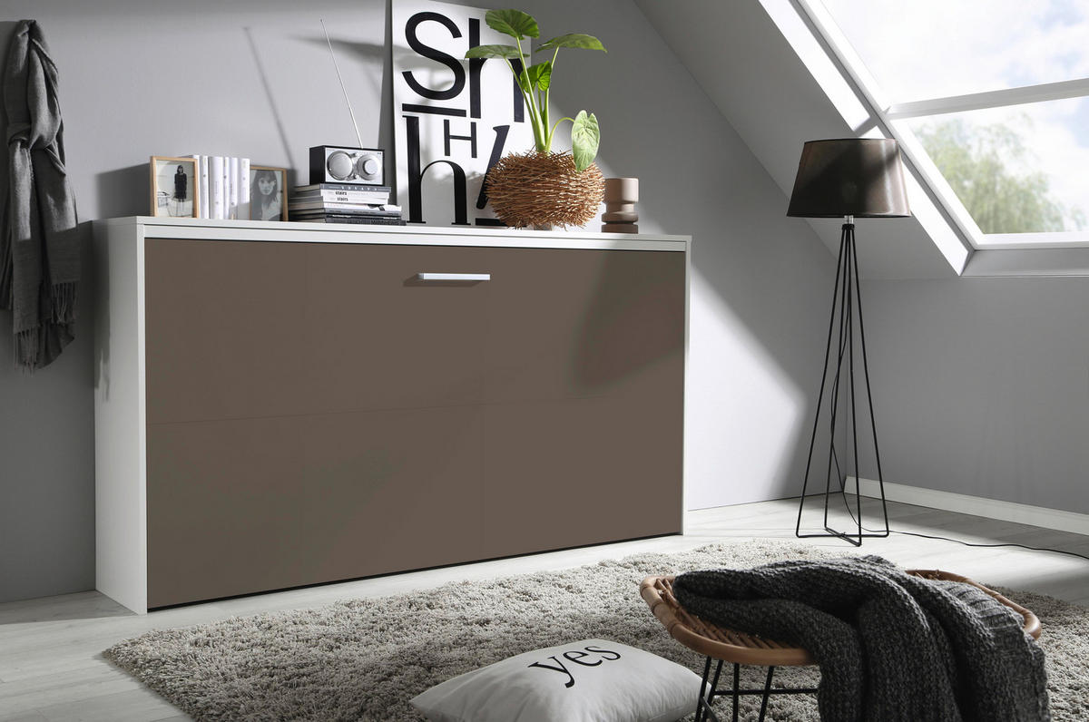 SCHRANKBETT 90/200 cm Grau, Weiss  - Weiss/Dunkelgrau, Modern, Holz/Holzwerkstoff (90/200cm) - Rauch Möbel