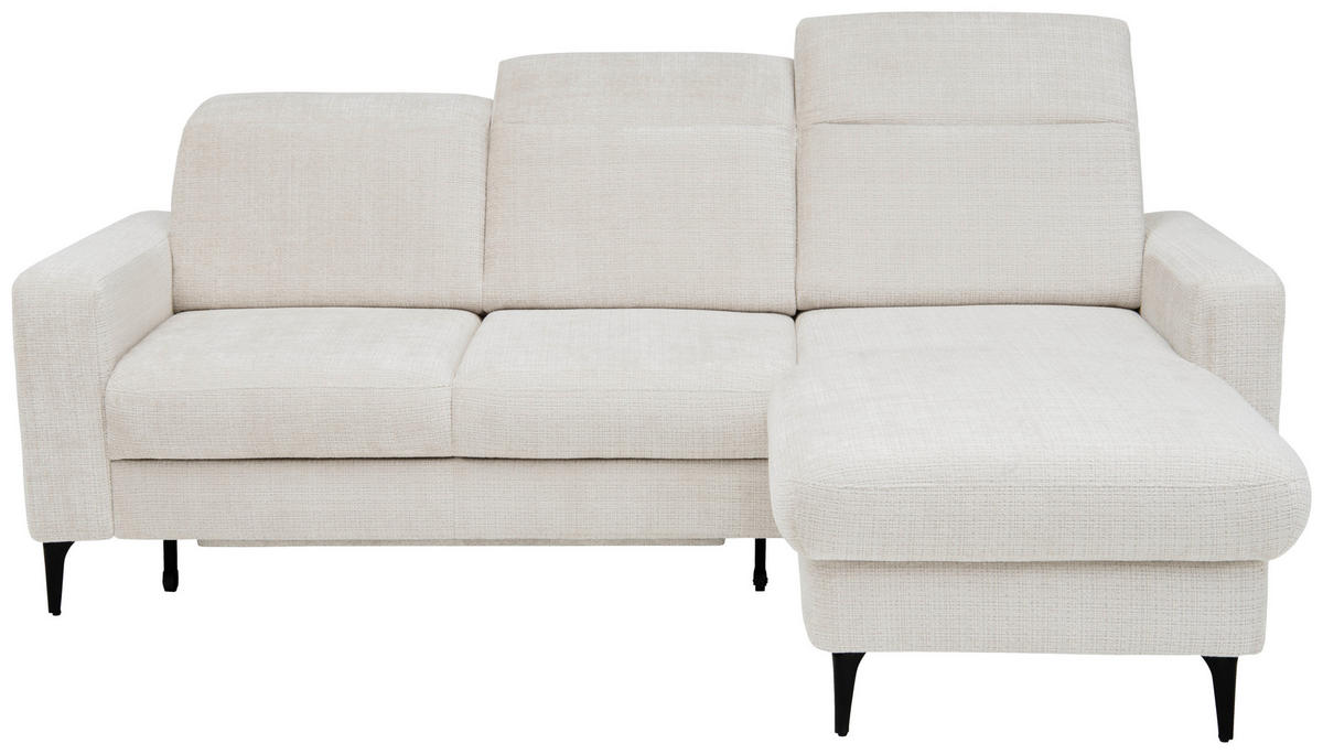 ECKSOFA FABIO in Chenille Creme  174/223 cm  - Creme/Schwarz, Design, Textil/Metall (174/223cm) - Livetastic