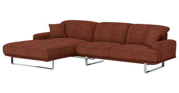 ECKSOFA in Webstoff Rostfarben  - Rostfarben, Design, Textil/Metall (184/304cm) - Dieter Knoll