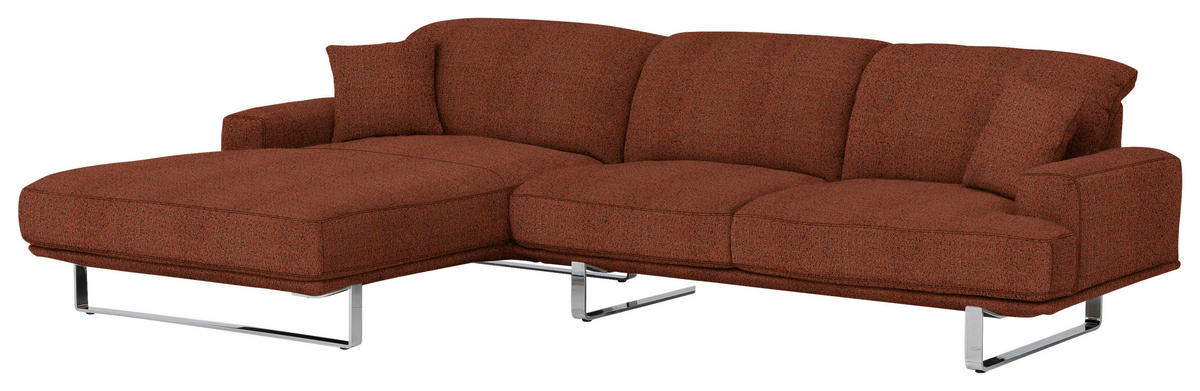 ECKSOFA in Webstoff Rostfarben  184/304 cm  - Rostfarben, Design, Textil/Metall (184/304cm) - Dieter Knoll