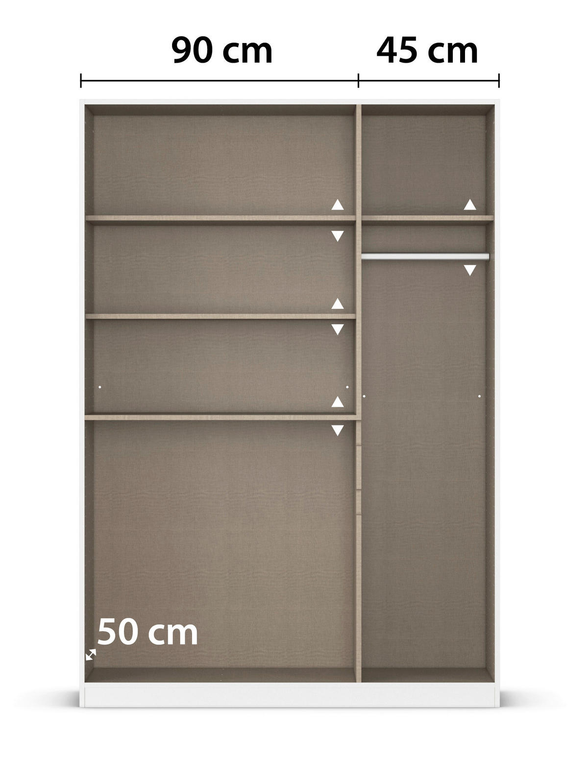 KLEIDERSCHRANK 136/197/54 cm,  in Weiß, Eiche Artisan, 5-türig  - Weiß/Eiche Artisan, Design, Glas/Holzwerkstoff (136/197/54cm) - Rauch Möbel