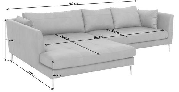WOHNLANDSCHAFT in Leder Hellbraun - Chromfarben/Hellbraun, Design, Leder (180/280cm) - Voleo
