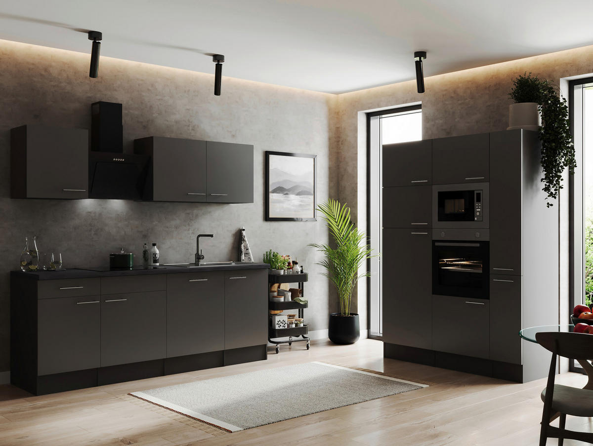 MODULKÖK 370 cm   i grå  - silver/grå, Design, metall/trämaterial (370cm) - Respekta